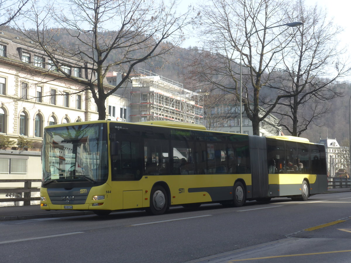 (223'724) - STI Thun - Nr. 144/BE 801'144 - MAN am 24. Februar 2021 in Thun, Postbr�cke
