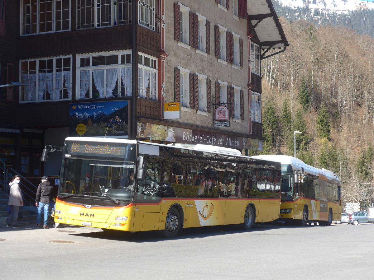 (223'738) - PostAuto Zentralschweiz - Nr. 1/BE 10'601 - MAN (ex Dillier, Sarnen Nr. 1) am 25. Februar 2021 beim Bahnhof Lauterbrunnen