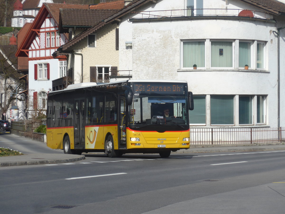 (223'780) - PostAuto Zentralschweiz - Nr. 7/OW 10'040 - MAN/G�ppel (ex Dillier, Sarnen Nr. 7) am 26. Februar 2021 beim Bahnhof Sarnen