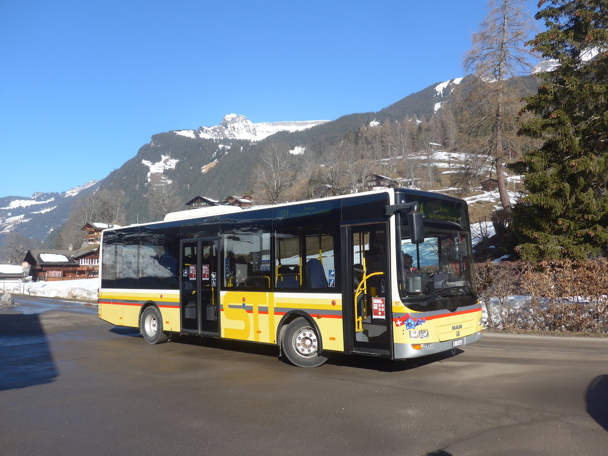 (223'832) - Grindelwaldbus, Grindelwald - Nr. 17/BE 72'444 - MAN/G�ppel (ex STI Thun Nr. 133) am 28. Februar 2021 in Grindelwald, Stutz