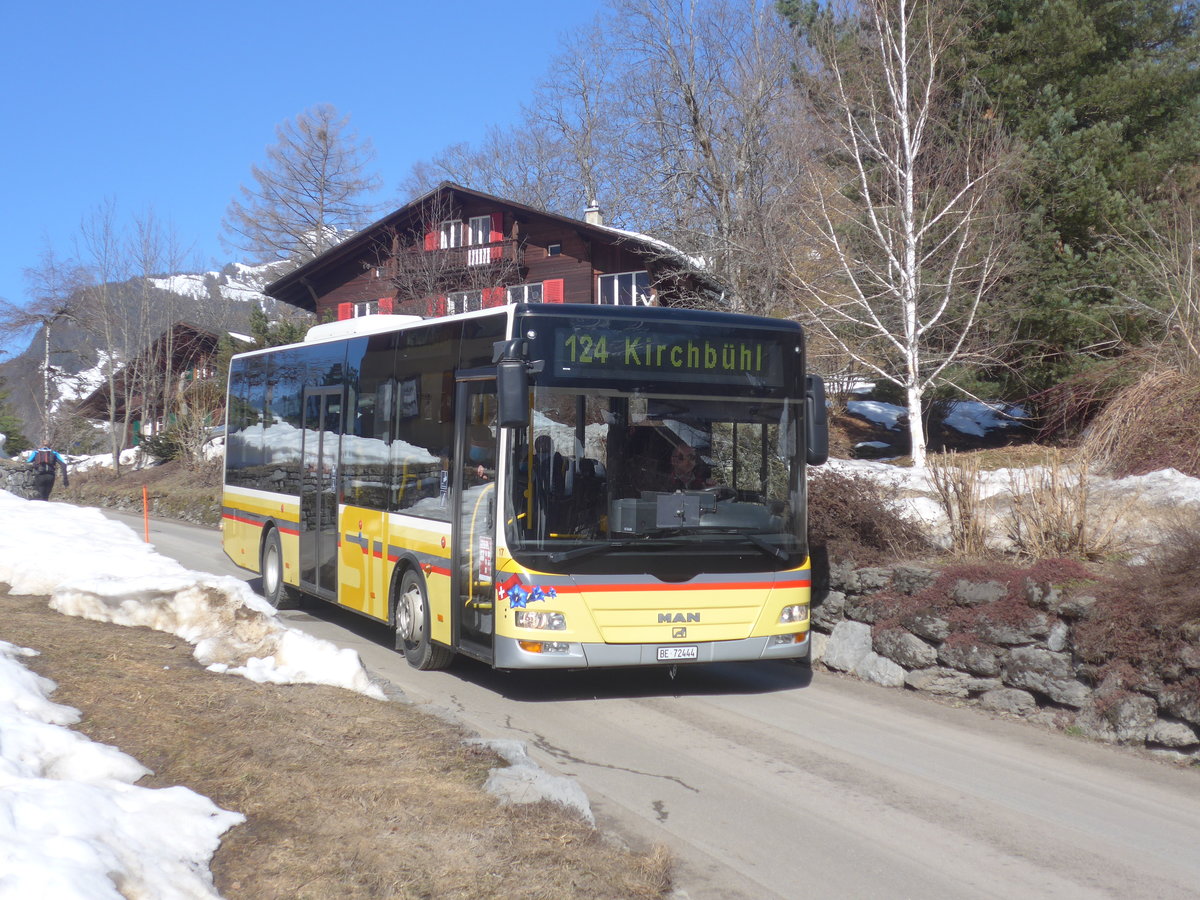 (223'837) - Grindelwaldbus, Grindelwald - Nr. 17/BE 72'444 - MAN/G�ppel (ex STI Thun Nr. 133) am 28. Februar 2021 in Grindelwald, Stutz