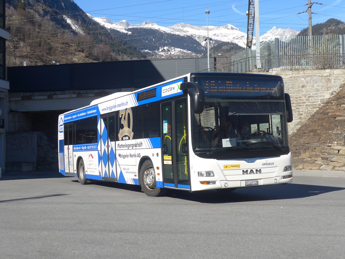 (223'925) - PostAuto Wallis - VS 449'118 - MAN am 2. M�rz 2021 beim Bahnhof Brig