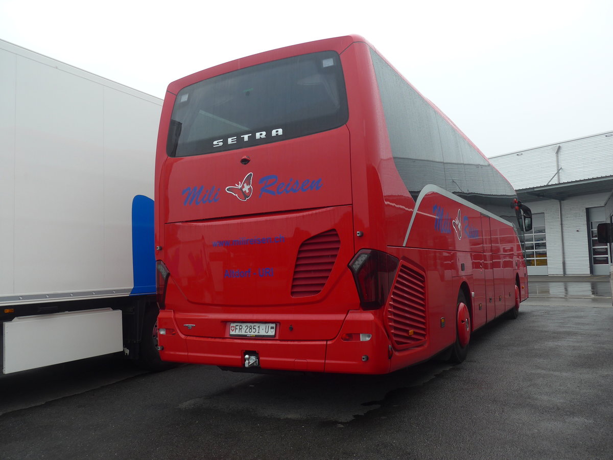(223'990) - Mili Reisen, Altdorf - FR 2851 U - Setra am 7. M�rz 2021 in Kerzers, Interbus