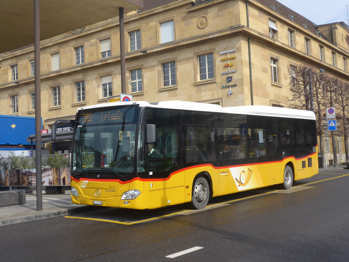 (224'022) - CarPostal Ouest - NE 112'589 - Mercedes am 7. M�rz 2021 beim Bahnhof Neuch�tel