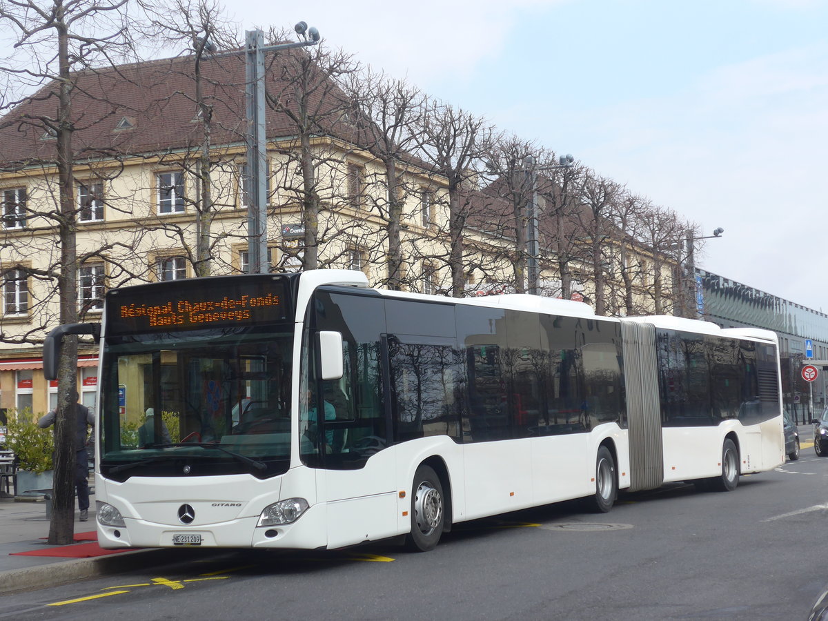 (224'026) - Interbus, Yverdon - Nr. 209/NE 231'209 - Mercedes (ex Gschwindl, A-Wien Nr. 8401) am 7. M�rz 2021 beim Bahnhof Neuch�tel (Einsatz CarPostal)