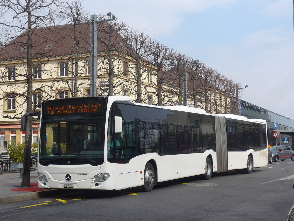 (224'027) - Interbus, Yverdon - Nr. 209/NE 231'209 - Mercedes (ex Gschwindl, A-Wien Nr. 8401) am 7. M�rz 2021 beim Bahnhof Neuch�tel (Einsatz CarPostal)