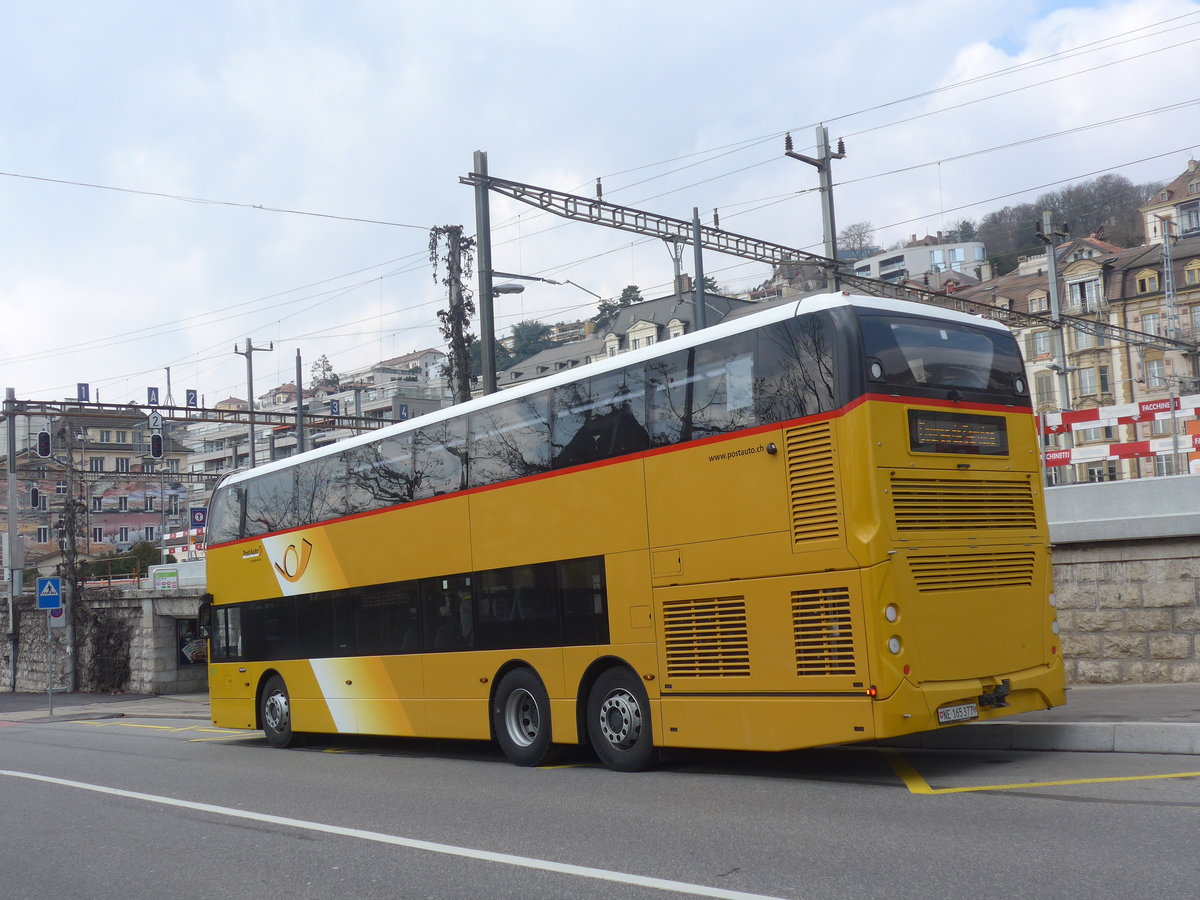 (224'038) - PostAuto Ostschweiz - NE 165'377 - Alexander Dennis (ex SG 445'308) am 7. M�rz 2021 beim Bahnhof Neuch�tel (Einsatz CarPostal)