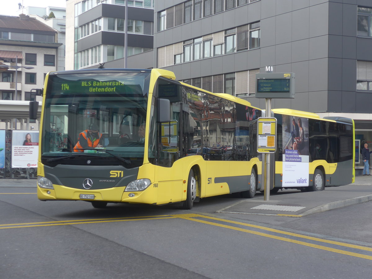 (224'046) - STI Thun - Nr. 168/BE 752'168 - Mercedes am 7. M�rz 2021 beim Bahnhof Thun