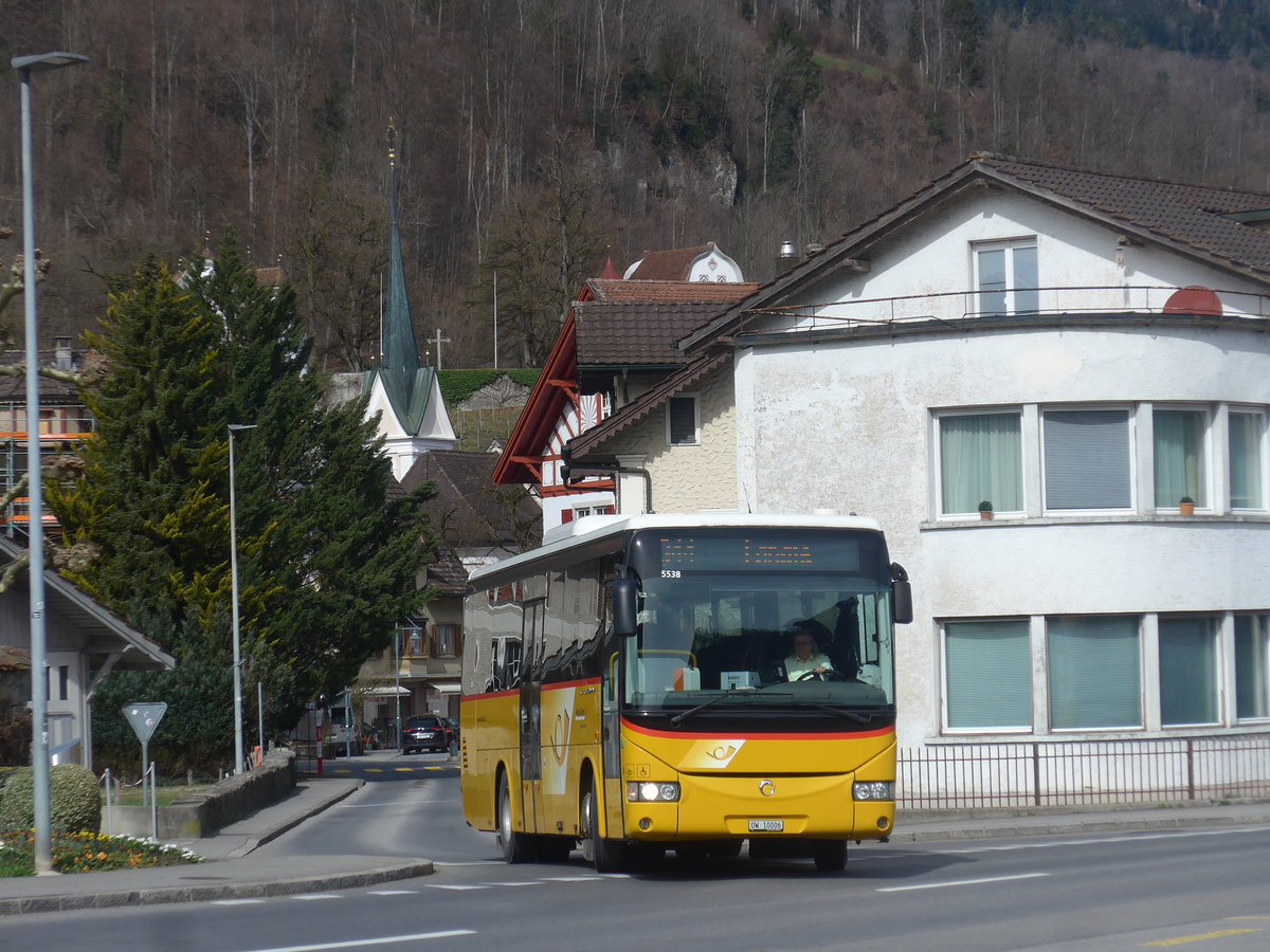 (224'057) - PostAuto Zentralschweiz - Nr. 3/OW 10'006 - Irisbus (ex Dillier, Sarnen Nr. 3) am 13. M�rz 2021 beim Bahnhof Sarnen