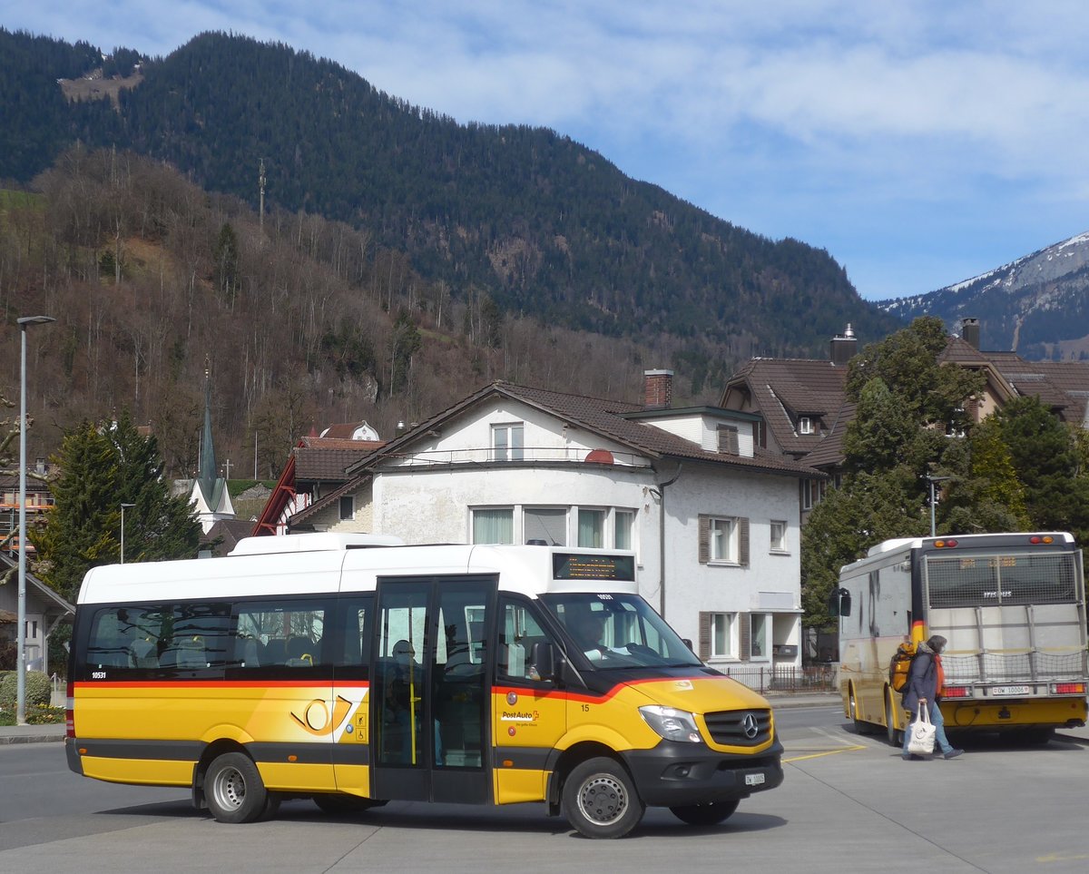 (224'063) - PostAuto Zentralschweiz - Nr. 15/OW 10'005 - Mercedes (ex Dillier, Sarnen Nr. 15) am 13. M�rz 2021 beim Bahnhof Sarnen