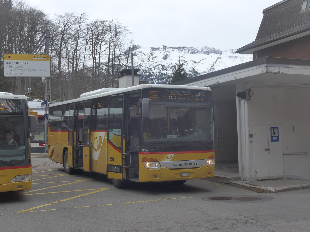 (224'126) - PostAuto Bern - BE 401'263 - Setra (ex AVG Meiringen Nr. 63) am 13. M�rz 2021 auf dem Br�nigpass