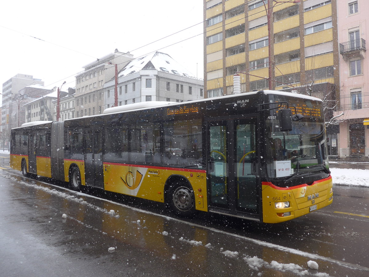(224'134) - PostAuto Bern - Nr. 664/NE 165'365 - MAN (ex BE 656'301) am 14. M�rz 2021 beim Bahnhof La Chaux-de-Fonds (Einsatz CarPostal)