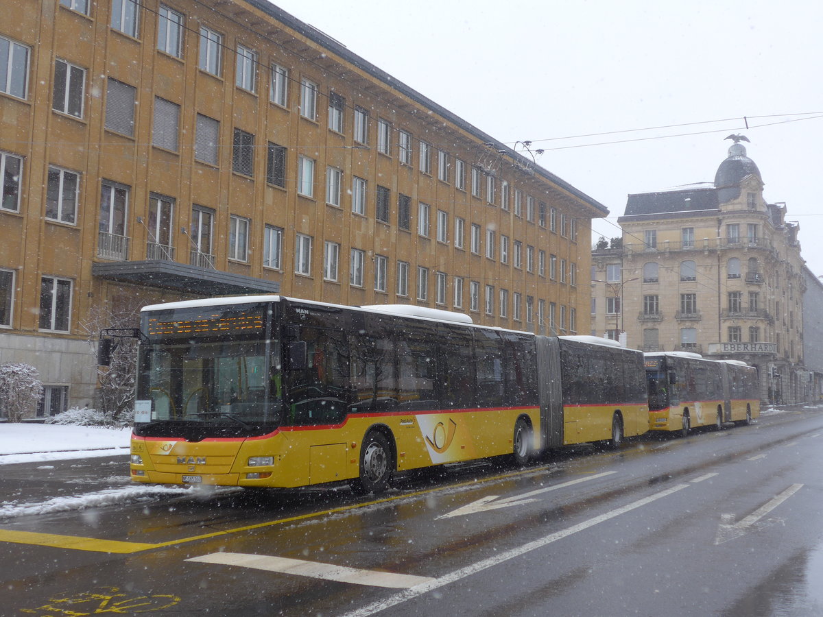 (224'137) - PostAuto Bern - Nr. 663/NE 165'364 - MAN (ex BE 610'550) am 14. M�rz 2021 beim Bahnhof La Chaux-de-Fonds (Einsatz CarPostal)