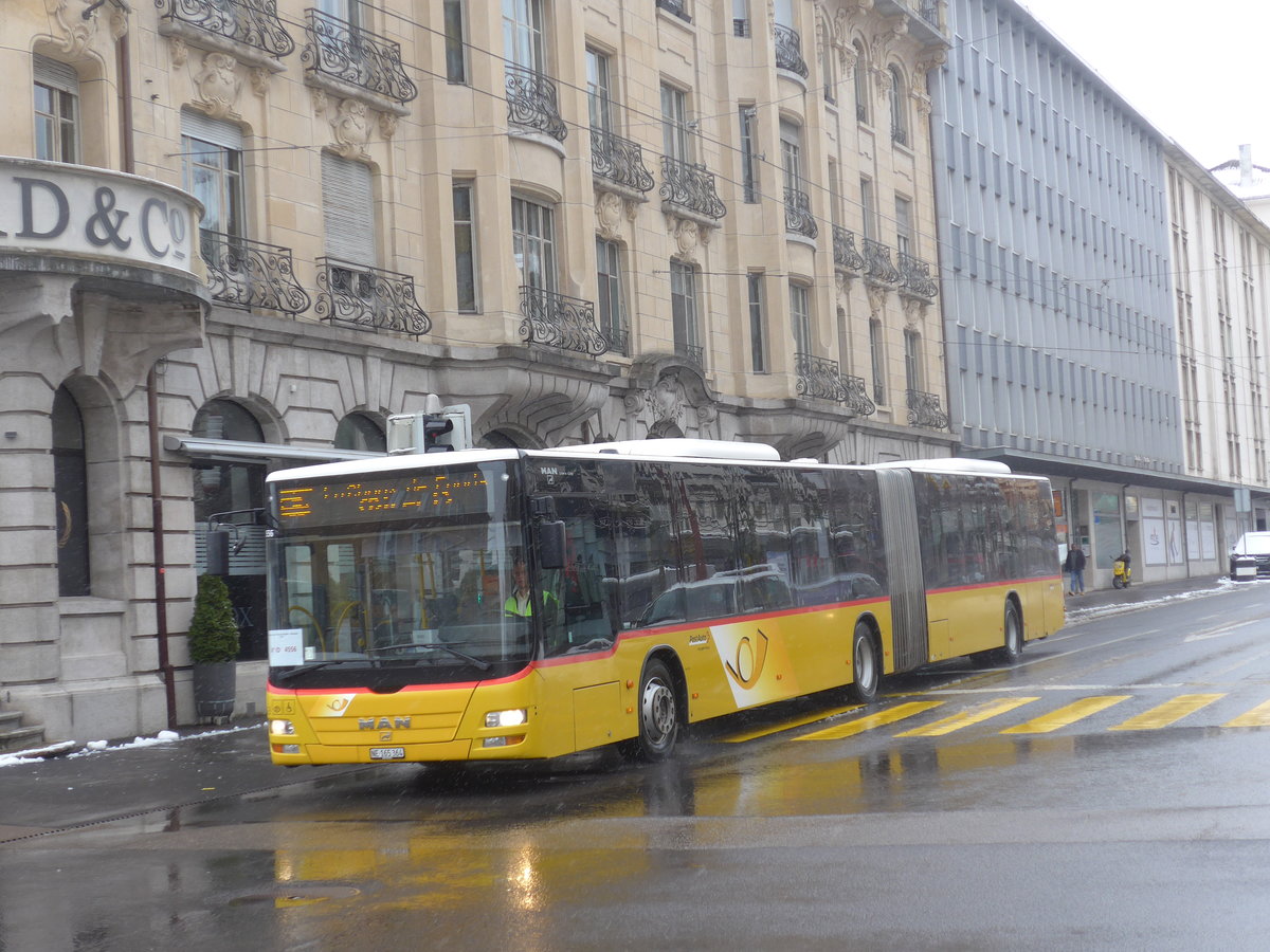 (224'169) - PostAuto Bern - Nr. 663/NE 165'364 - MAN (ex BE 610'550) am 14. M�rz 2021 beim Bahnhof La Chaux-de-Fonds (Einsatz CarPostal)