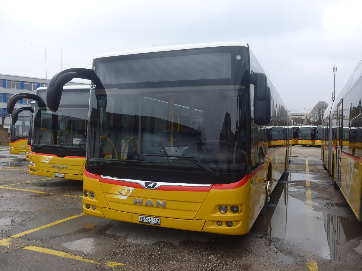 (224'201) - CarPostal Ouest - VD 566'342 - MAN am 14. M�rz 2021 in Yverdon, Garage