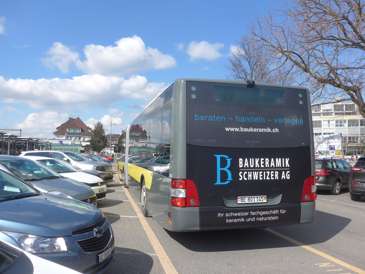 (224'231) - STI Thun - Nr. 145/BE 801'145 - MAN am 19. M�rz 2021 in Thun, CarTerminal