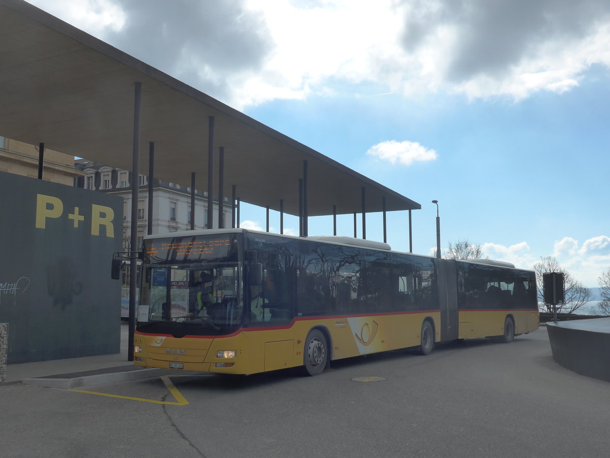 (224'253) - PostAuto Bern - Nr. 663/NE 165'364 - MAN (ex BE 610'550) am 20. M�rz 2021 beim Bahnhof Neuch�tel (Einsatz CarPostal)