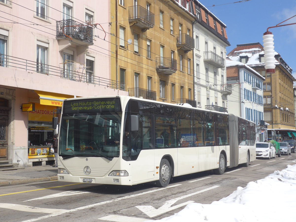 (224'272) - Interbus, Yverdon - Nr. 208/NE 231'208 - Mercedes (ex BSU Solothurn Nr. 40) am 20. M�rz 2021 beim Bahnhof La Chaux-de-Fonds (Einsatz CarPostal)