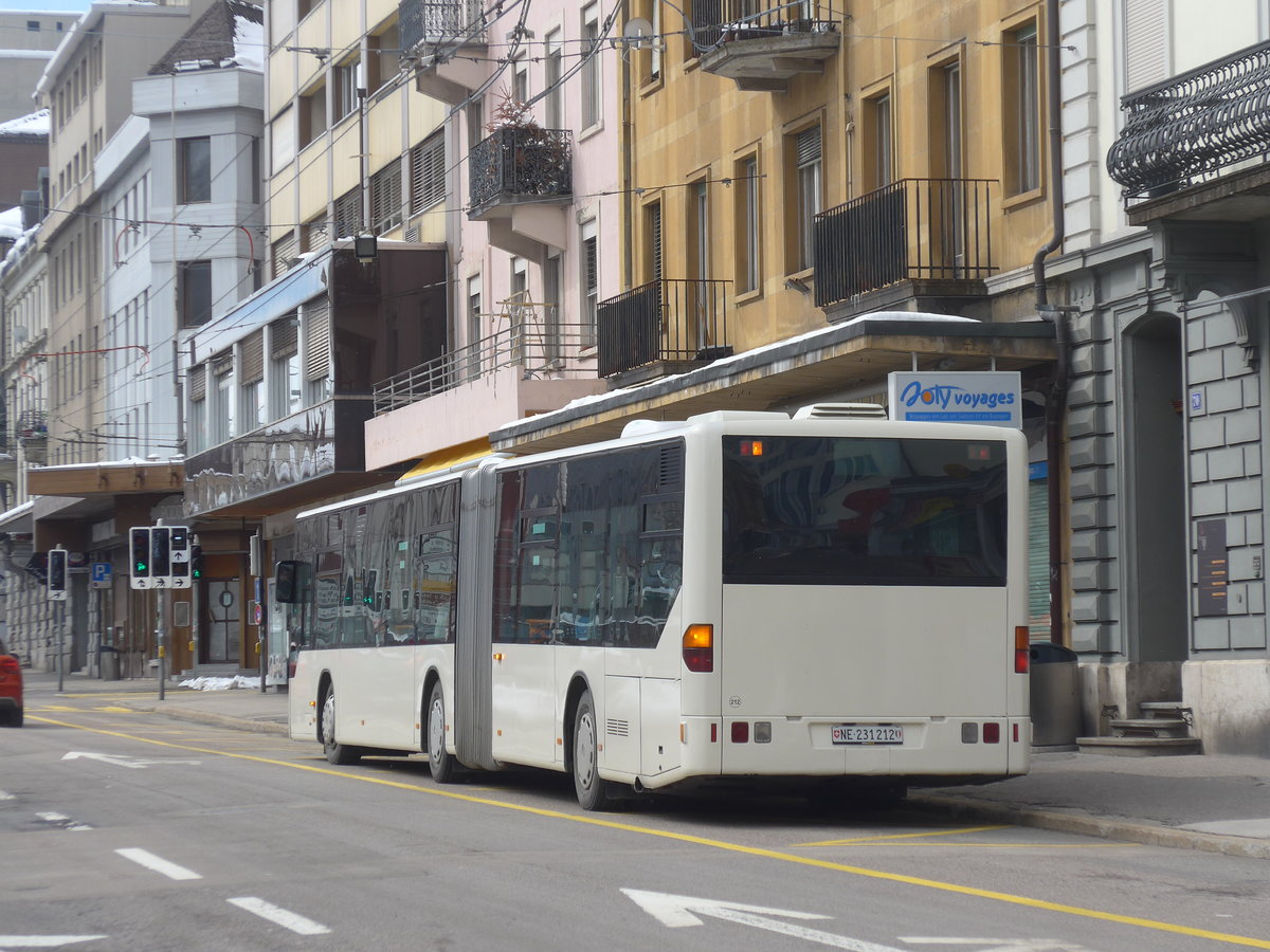 (224'290) - Interbus, Yverdon - Nr. 1212/NE 231'212 - Mercedes (ex BSU Solothurn Nr. 41) am 20. M�rz 2021 beim Bahnhof La Chaux-de-Fonds (Einsatz CarPostal)