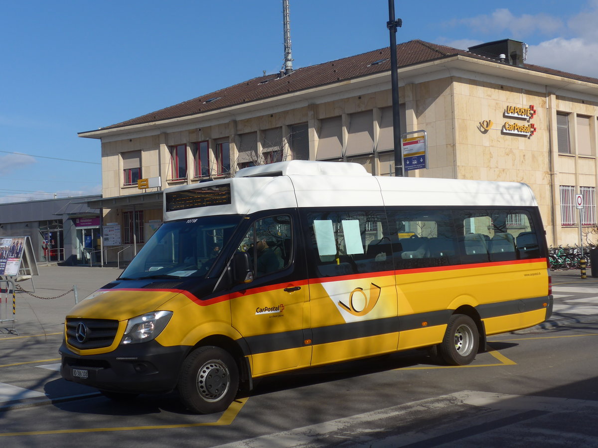 (224'320) - CarPostal Ouest - VD 386'108 - Mercedes (ex JU 39'182) am 20. M�rz 2021 beim Bahnhof Yverdon