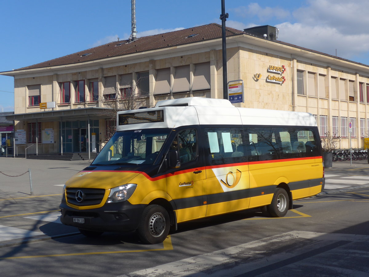 (224'321) - CarPostal Ouest - VD 386'108 - Mercedes (ex JU 39'182) am 20. M�rz 2021 beim Bahnhof Yverdon