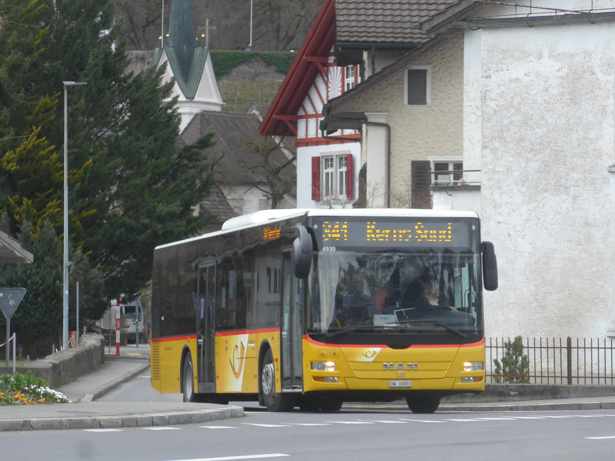 (224'367) - PostAuto Zentralschweiz - Nr. 6/OW 10'003 - MAN (ex Dillier, Sarnen Nr. 6) am 27. M�rz 2021 beim Bahnhof Sarnen