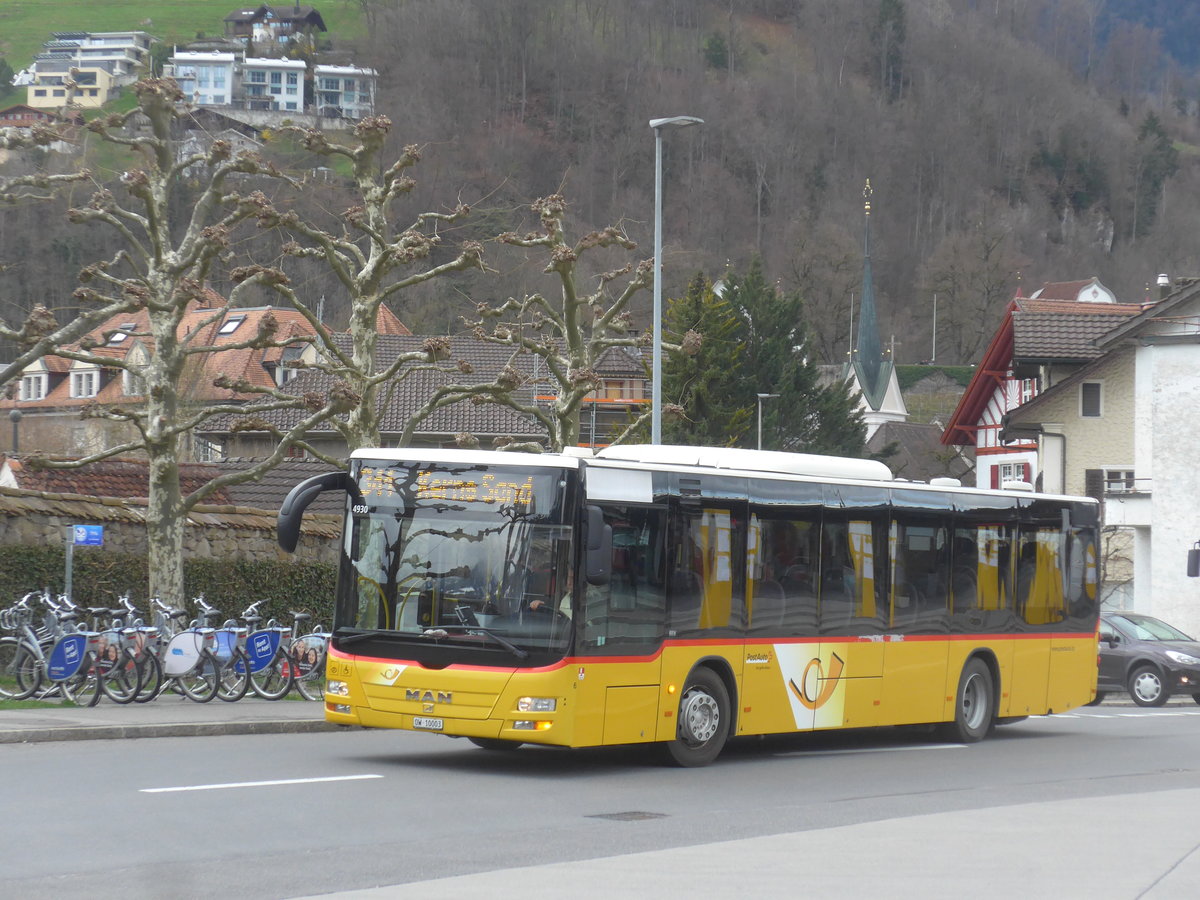 (224'368) - PostAuto Zentralschweiz - Nr. 6/OW 10'003 - MAN (ex Dillier, Sarnen Nr. 6) am 27. M�rz 2021 beim Bahnhof Sarnen