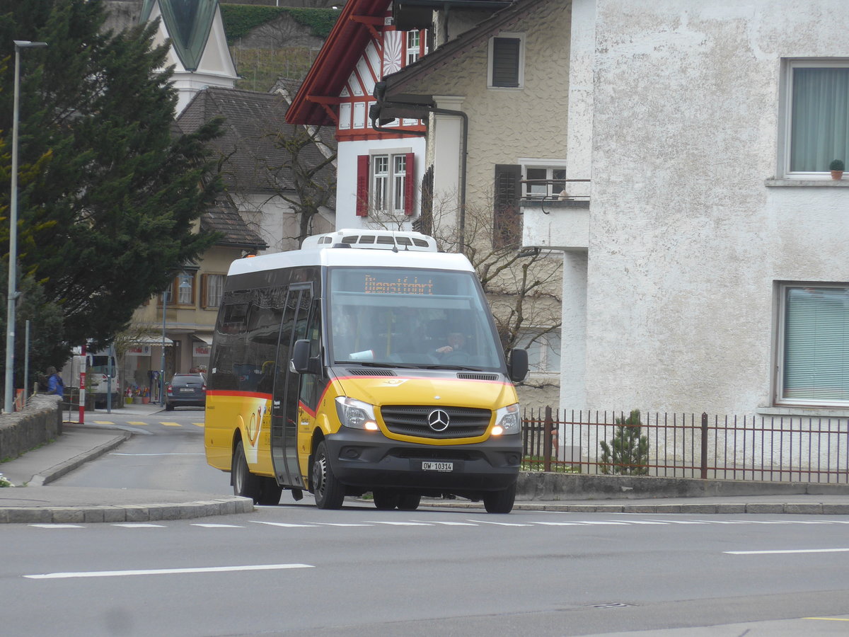 (224'377) - PostAuto Zentralschweiz - Nr. 8/OW 10'314 - Mercedes (ex Dillier, Sarnen Nr. 8) am 27. M�rz 2021 beim Bahnhof Sarnen