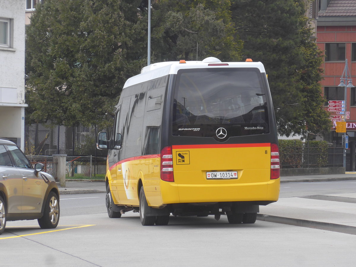 (224'380) - PostAuto Zentralschweiz - Nr. 8/OW 10'314 - Mercedes (ex Dillier, Sarnen Nr. 8) am 27. M�rz 2021 beim Bahnhof Sarnen