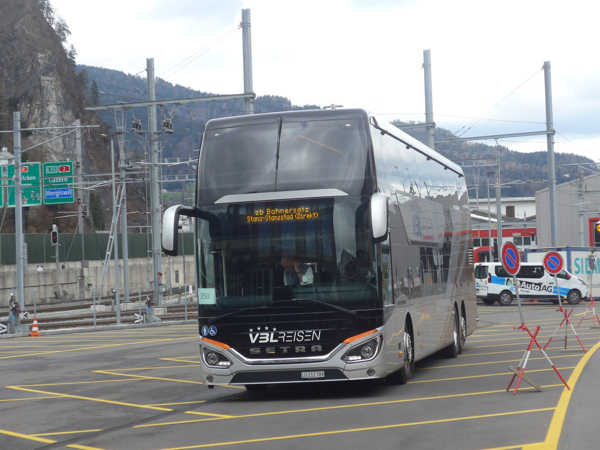(224'428) - VBL Luzern - Nr. 808/LU 212'789 - Setra am 27. M�rz 2021 beim Bahnhof Stansstad