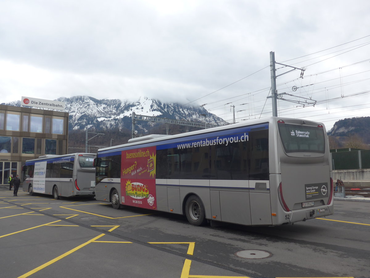 (224'437) - AAGR rothenburg - Nr. 52/LU 195'427 - Iveco am 27. M�rz 2021 beim Bahnhof Stansstad