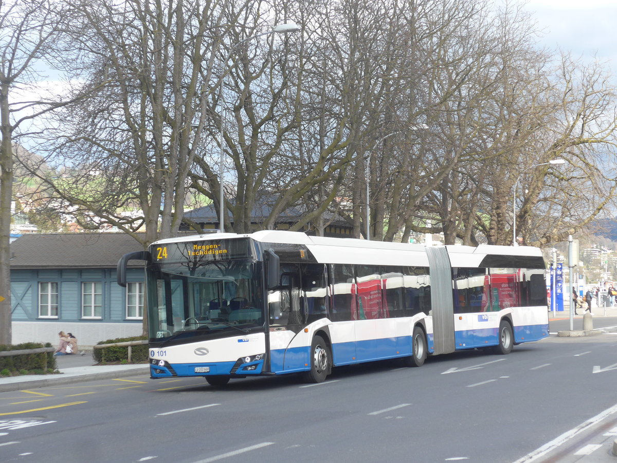 (224'452) - VBL Luzern - Nr. 101/LU 202'668 - Solaris am 27. M�rz 2021 beim Bahnhof Luzern