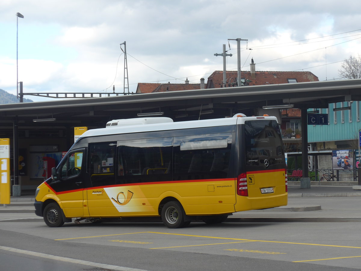 (224'466) - PostAuto Zentralschweiz - Nr. 8/OW 10'314 - Mercedes (ex Dillier, Sarnen Nr. 8) am 27. M�rz 2021 beim Bahnhof Sarnen
