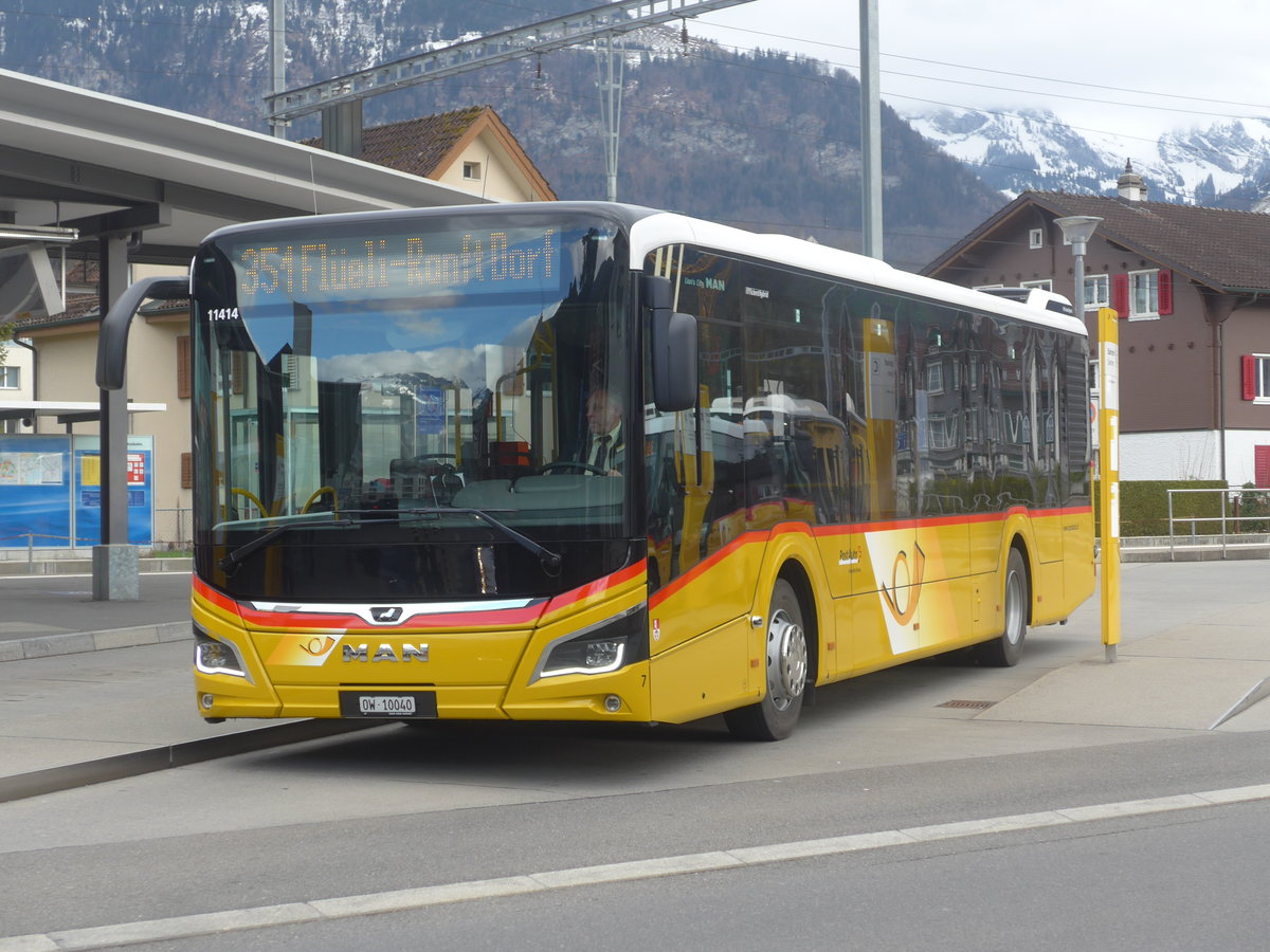 (224'474) - PostAuto Zentralschweiz - Nr. 7/OW 10'040 - MAN am 27. M�rz 2021 beim Bahnhof Sarnen