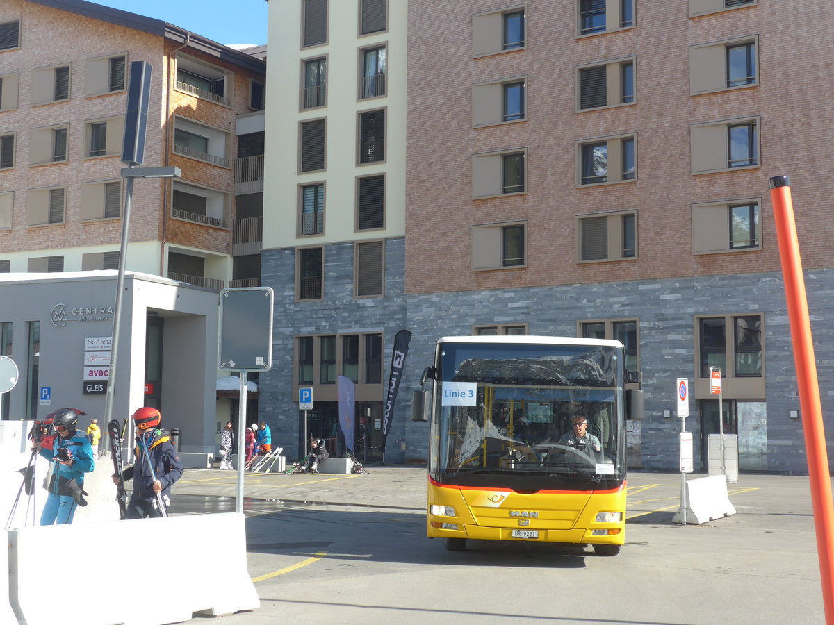(224'538) - Mattli, Wassen - UR 9221 - MAN/G�ppel (ex Lengacher, Wichtrach Nr. 6) am 28. M�rz 2021 in Andermatt, Bahnhofplatz