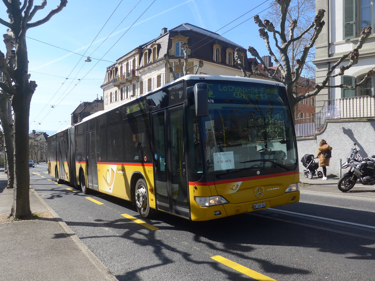 (224'573) - CarPostal Ouest - NE 165'362 - Mercedes (ex VD 386'069) am 29. M�rz 2021 in Neuch�tel, Avenue de la Gare