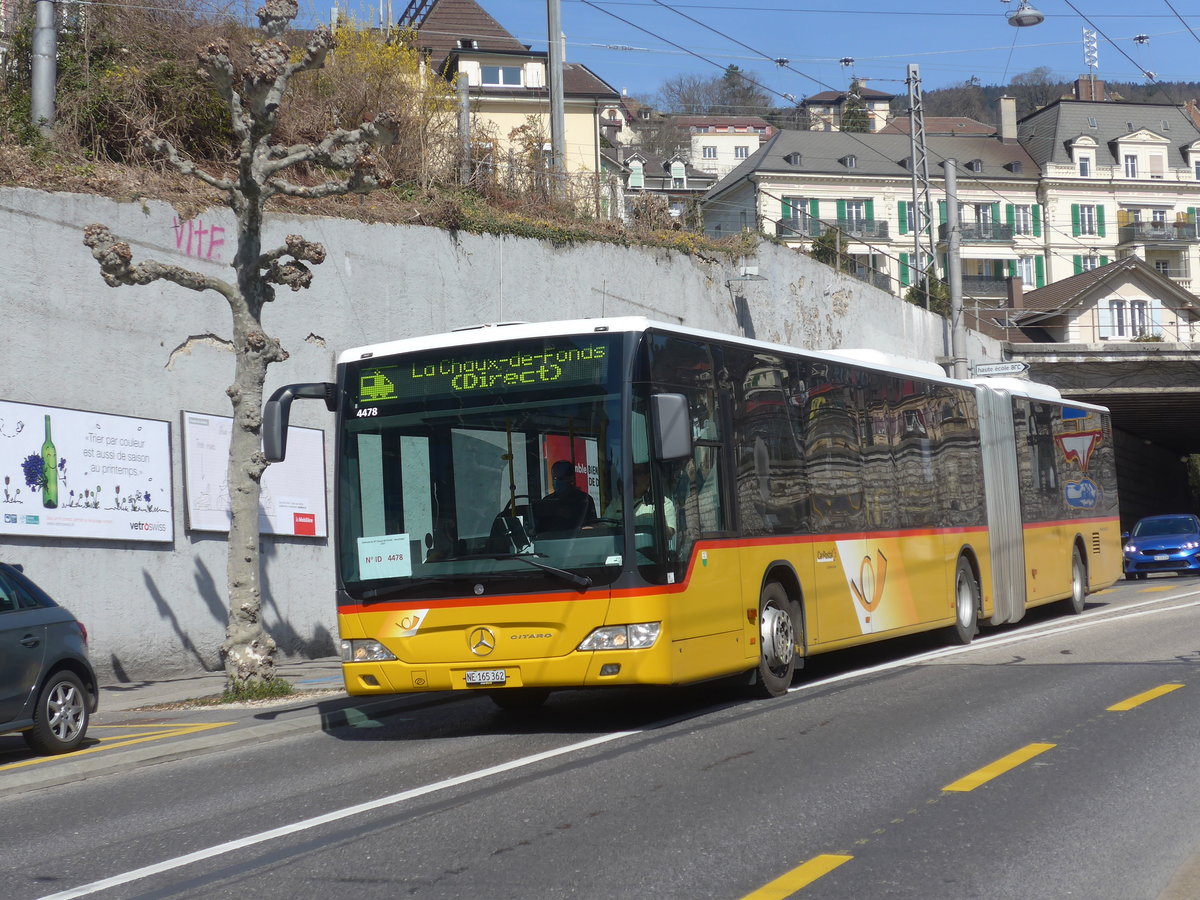 (224'581) - CarPostal Ouest - NE 165'362 - Mercedes (ex VD 386'069) am 29. M�rz 2021 in Neuch�tel, Avenue de la Gare