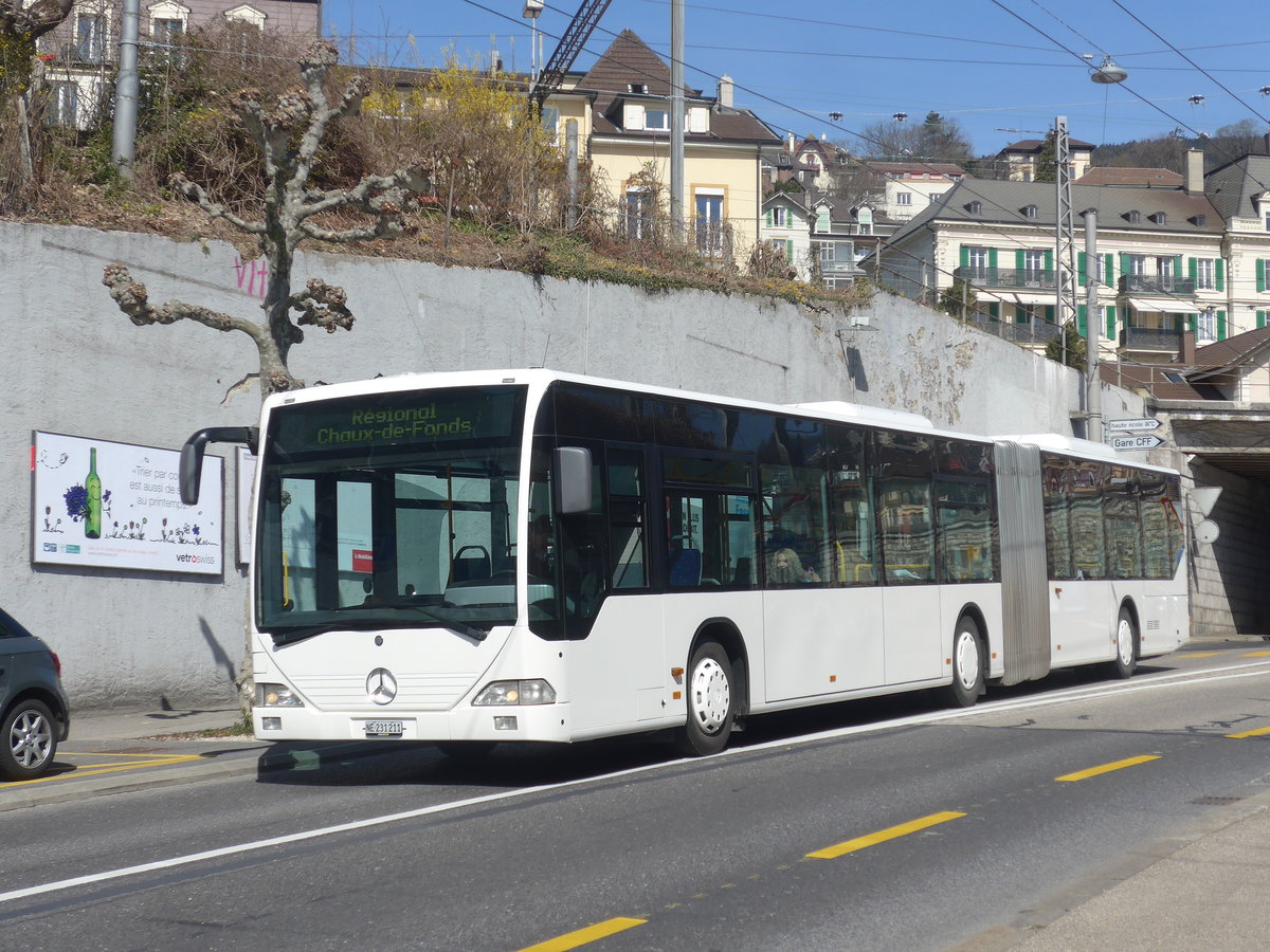 (224'582) - Interbus, Yverdon - Nr. 1211/NE 231'211 - Mercedes (ex BVB Basel Nr. 792; ex VZO Gr�ningen Nr. 24) am 29. M�rz 2021 in Neuch�tel, Avenue de la Gare (Einsatz CarPostal)