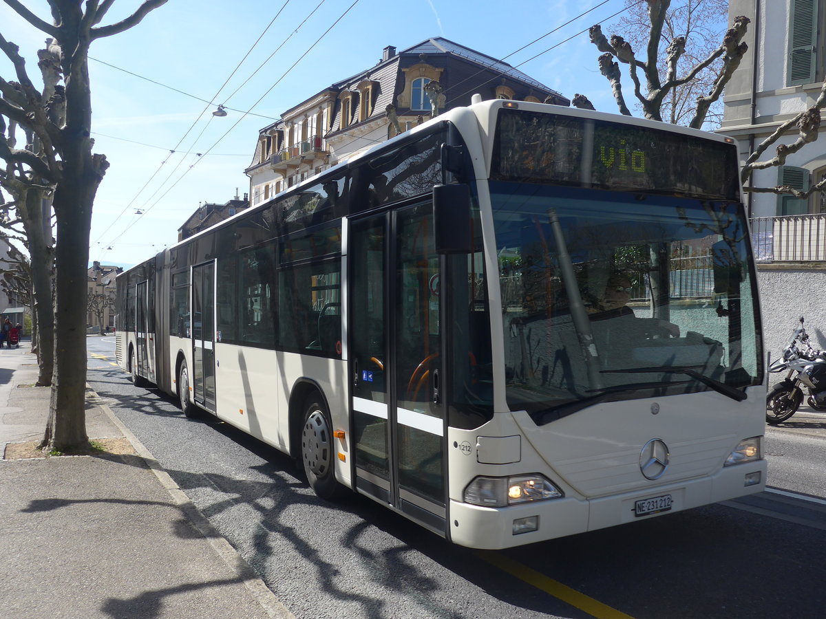 (224'583) - Interbus, Yverdon - Nr. 1212/NE 231'212 - Mercedes (ex BSU Solothurn Nr. 41) am 29. M�rz 2021 in Neuch�tel, Avenue de la Gare (Einsatz CarPostal)
