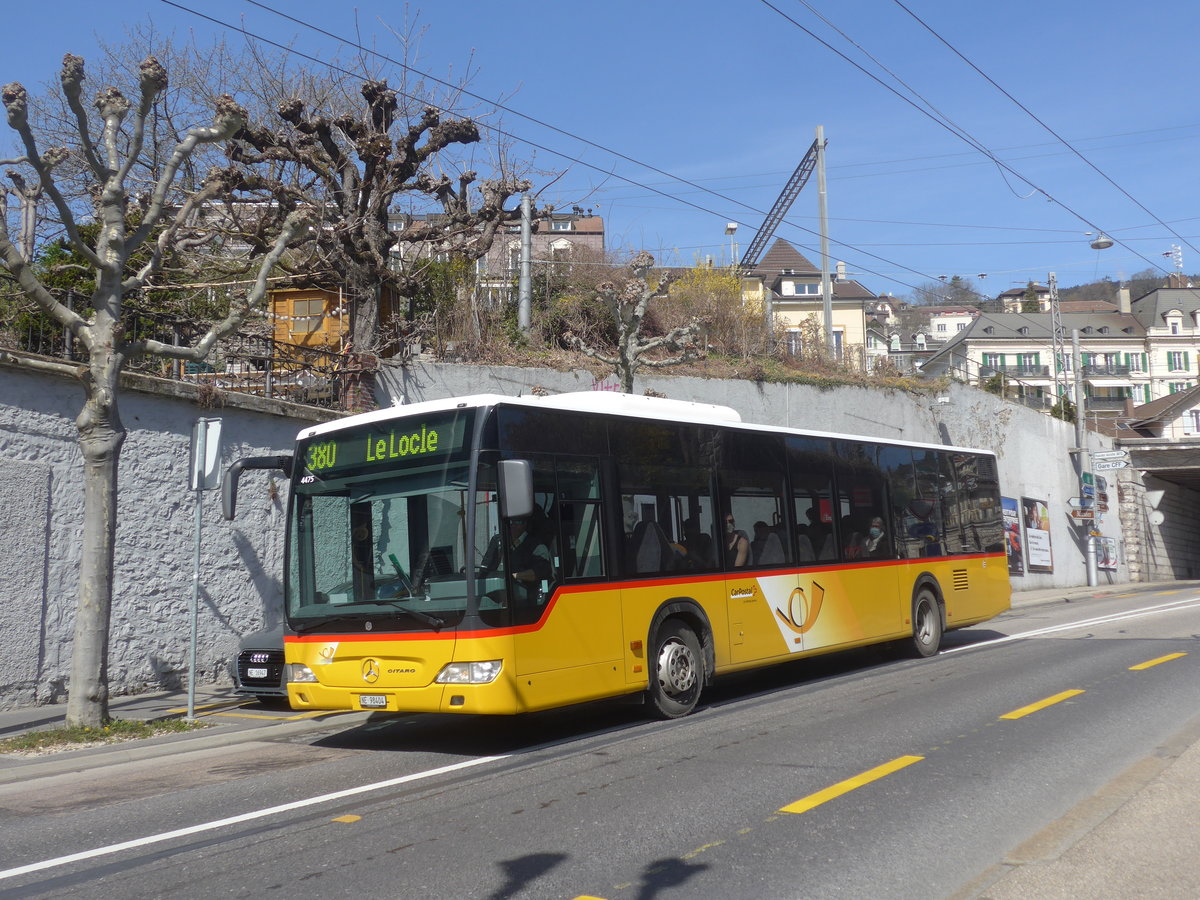 (224'591) - CarPostal Ouest - NE 98'404 - Mercedes (ex JU 48'603; ex Nr. 53; ex Stucki, Porrentruy Nr. 27) am 29. M�rz 2021 in Neuch�tel, Avenue de la Gare