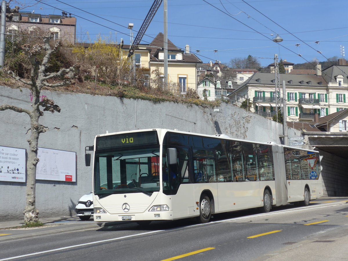 (224'593) - Interbus, Yverdon - Nr. 1212/NE 231'212 - Mercedes (ex BSU Solothurn Nr. 41) am 29. M�rz 2021 in Neuch�tel, Avenue de la Gare (Einsatz CarPostal)
