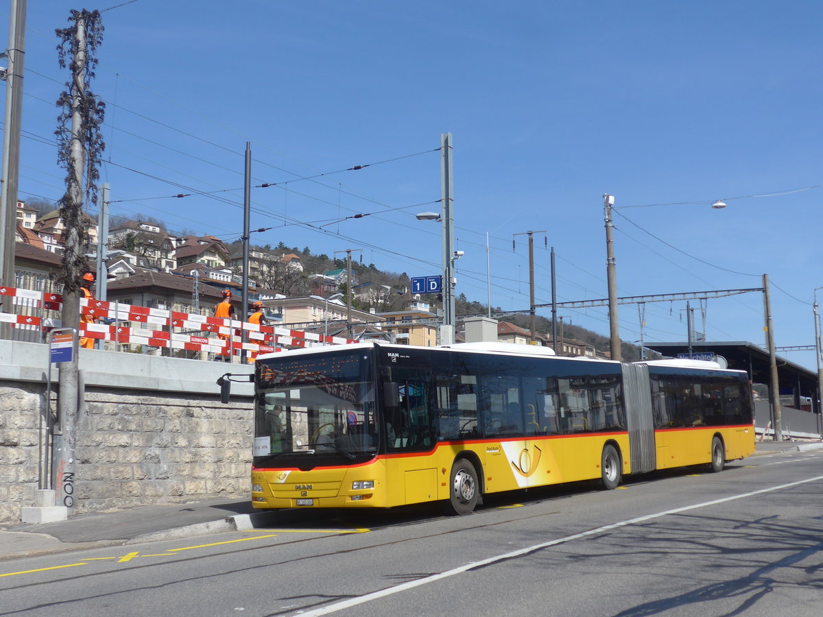 (224'603) - PostAuto Bern - Nr. 665/NE 165'366 - MAN (ex BE 656'302) am 29. M�rz 2021 beim Bahnhof Neuch�tel (Einsatz CarPostal)
