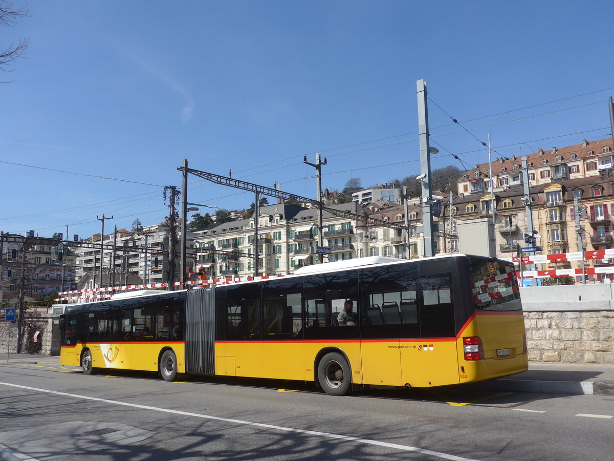 (224'604) - PostAuto Bern - Nr. 665/NE 165'366 - MAN (ex BE 656'302) am 29. M�rz 2021 beim Bahnhof Neuch�tel (Einsatz CarPostal)