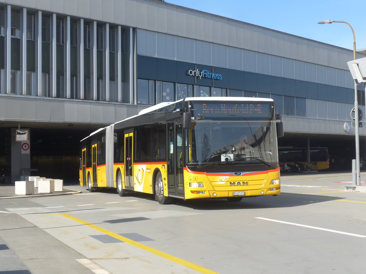(224'622) - PostAuto Bern - Nr. 670/BE 637'670 - MAN am 29. M�rz 2021 in Bern, Postautostation