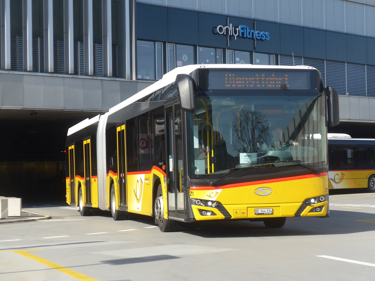 (224'630) - Steiner, Ortschwaben - Nr. 21/BE 344'334 - Solaris am 29. M�rz 2021 in Bern, Postautostation