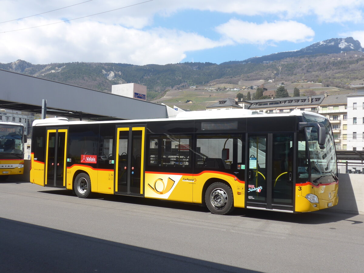 (225'126) - PostAuto Wallis - Nr. 3/VS 414'345 - Mercedes am 19. April 2021 in Sierre, Busbahnhof