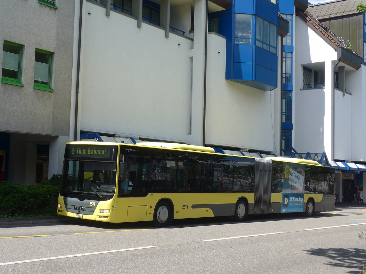 (225'986) - STI Thun - Nr. 142/BE 801'142 - MAN am 23. Juni 2021 in Thun, Postbr�cke
