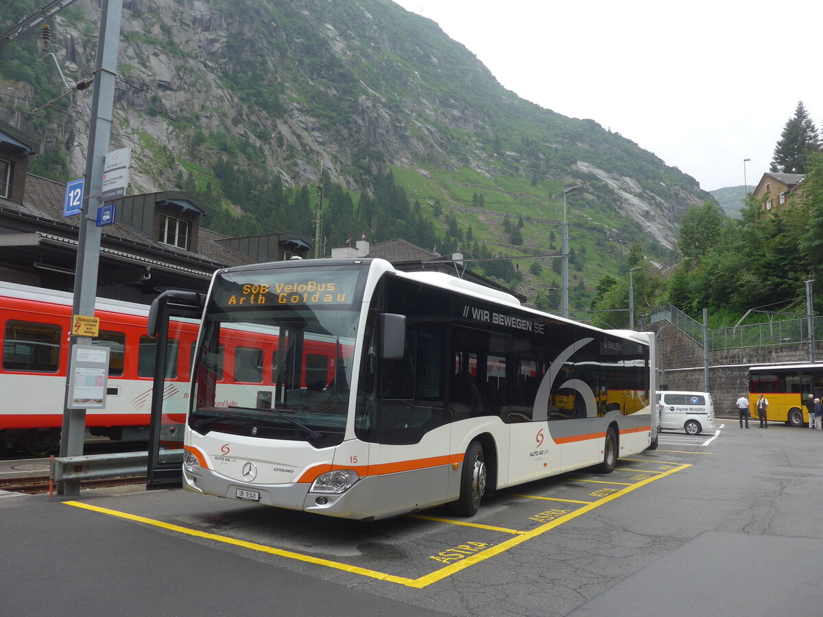 (226'125) - AAGU Altdorf - Nr. 15/UR 9348 - Mercedes am 3. Juli 2021 beim Bahnhof G�schenen