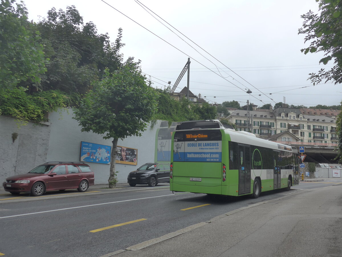 (226'926) - transN, La Chaux-de-Fonds - Nr. 219/NE 93'219 - Volvo (ex TN Neuch�tel Nr. 219) am 1. August 2021 in Neuch�tel, Avenue de la Gare