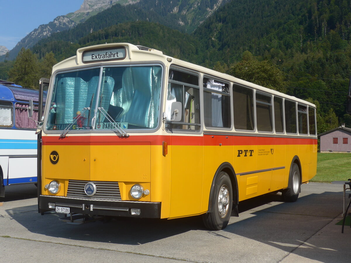 (227'498) - Simoncini, D�llikon - ZH 97'186 - Saurer/T�scher (ex Lambach, Rieden; ex F�ssler, Winterthur; ex Steiger, Schlatt; ex P 24'647) am 21. August 2021 in Interlaken, Flugplatz